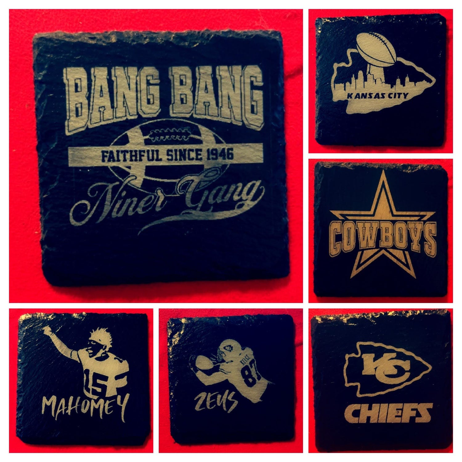 Sports Inspired - Custom Laser Engraved Slate Coasters